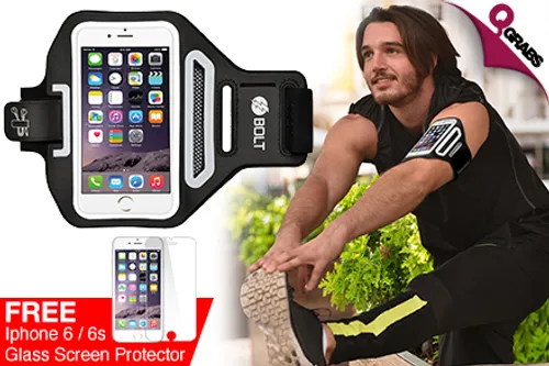 From QR49 Workout with Your iPhone Close with Bolt Super Slim Armbands with FREE Glass Screen Protectors! (Up to QR218 Value)